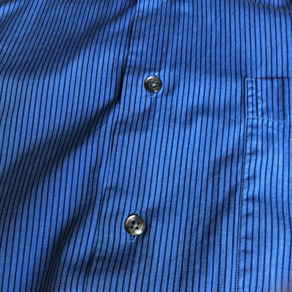 IKE BEHAR Mens Long Sleeve Blue with Black Stripe Button Down Shirt Size 17 - Picture 7 of 7
